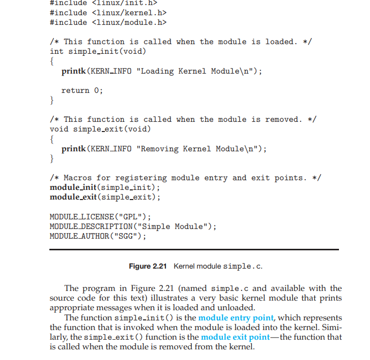 Kernel module overview, Loading and removing kernel | Chegg.com