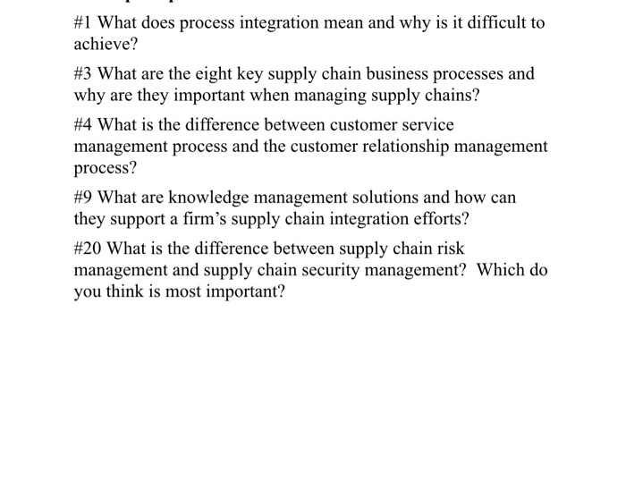 Solved 1 What does process integration mean and why is it