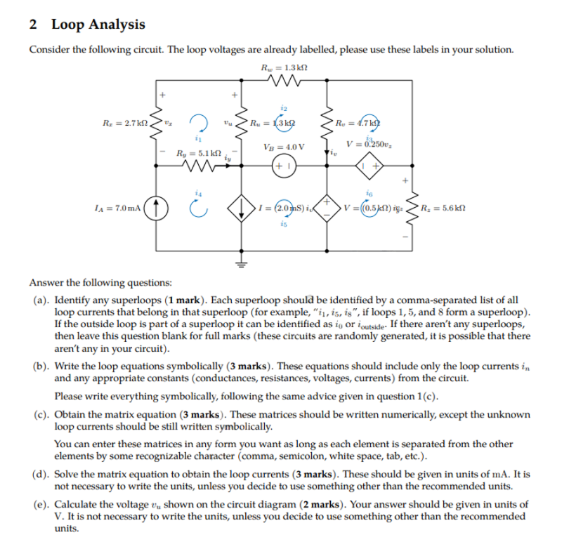 Simple Loop Analysis Questions Solved 2 Loop Analysis Consider the following circuit. The | Chegg.com