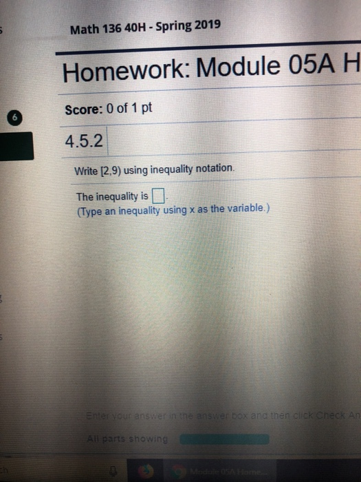 Solved Math 136 40H-Spring 2019 Homework: Module 05A H | Chegg.com