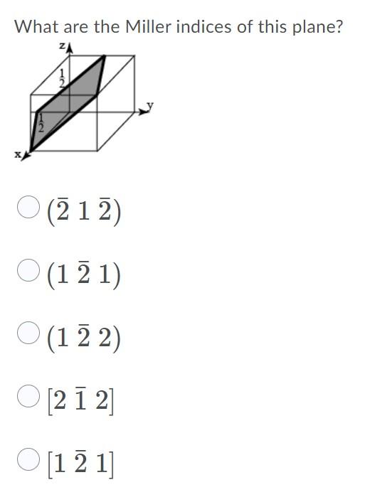 Solved What Are The Miller Indices Of This Plane X 212 O