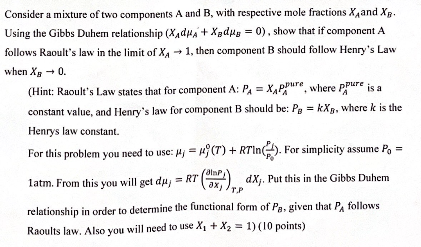 Solved Consider a mixture of two components A and B, ﻿with | Chegg.com