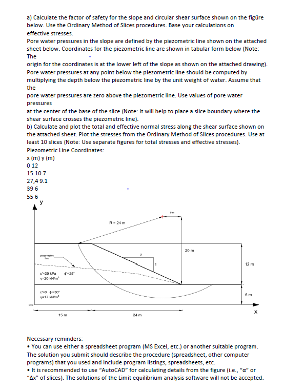 Solved A) Calculate The Factor Of Safety For The Slope And | Chegg.com