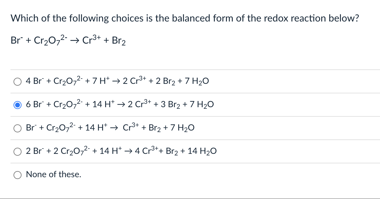 Solved Which of the following choices is the balanced form | Chegg.com