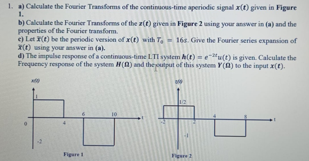 Solved 1. a) Calculate the Fourier Transforms of the | Chegg.com