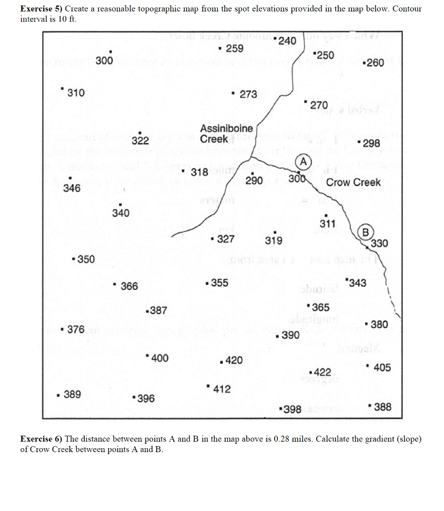 Solved Exercise 5) Create a reasonable topographic map from | Chegg.com