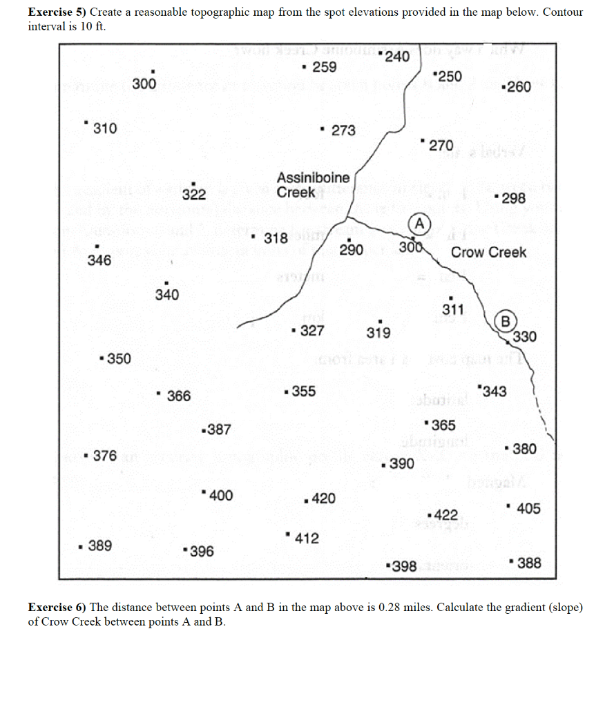 Solved Exercise 5) Create A Reasonable Topographic Map From | Chegg.com