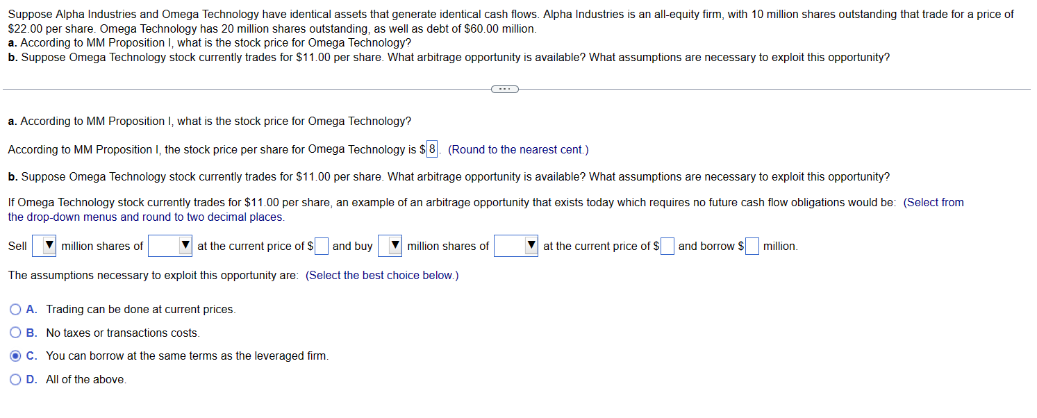 Solved 22.00 per share. Omega Technology has 20 million Chegg