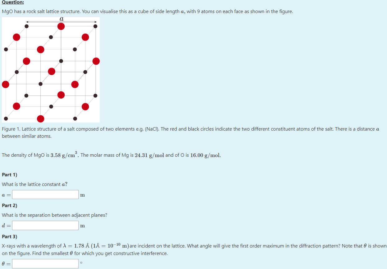 Solved Question Mgo Has A Rock Salt Lattice Structure Y Chegg Com