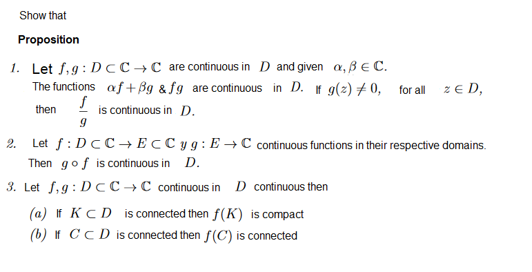 Solved Show That Proposition 1 Let F G Dcc C Are Contin Chegg Com