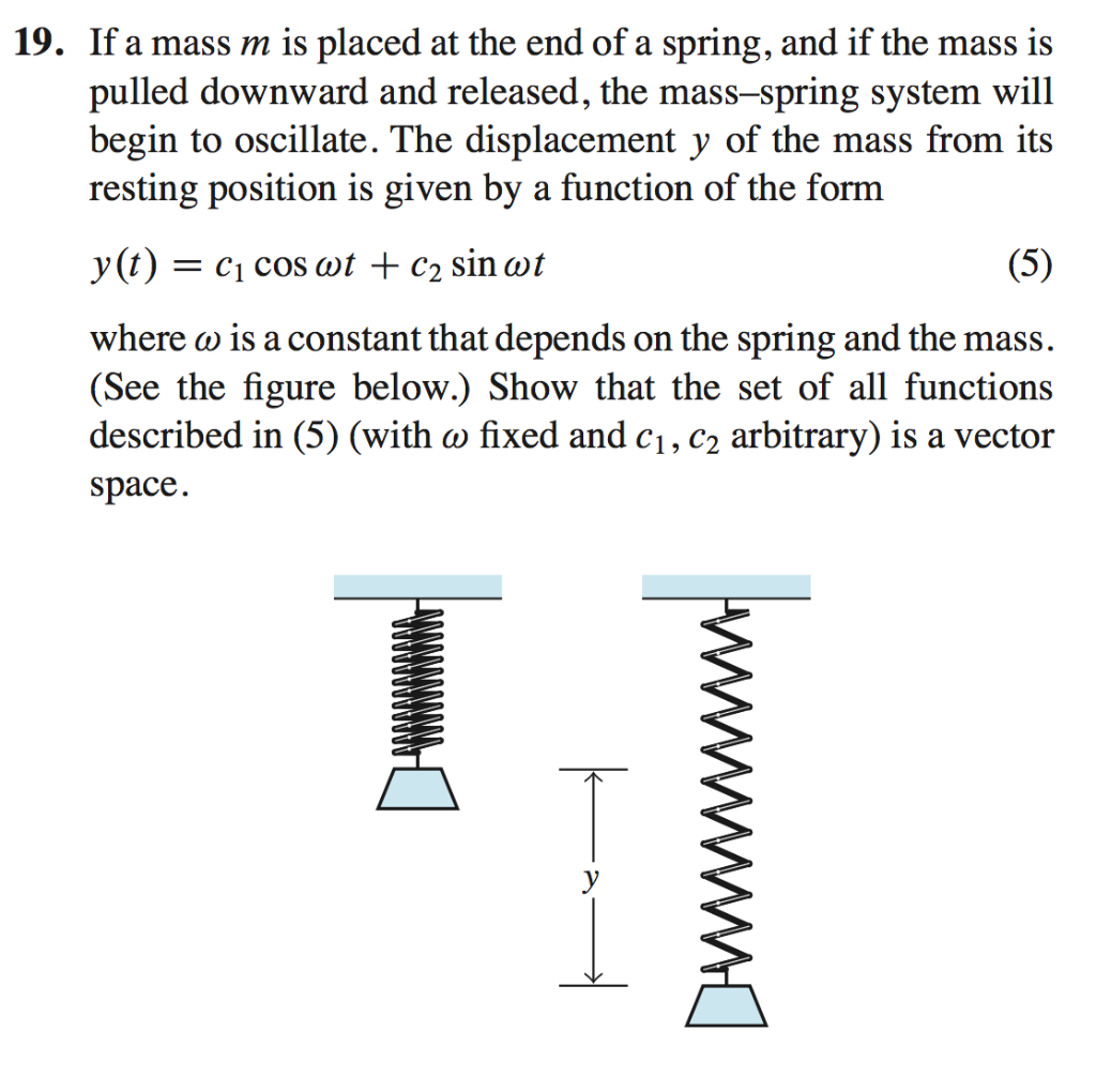 Solved 19. If a massm is placed at the end of a spring, and