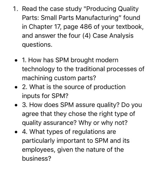 quality parts company case study solution