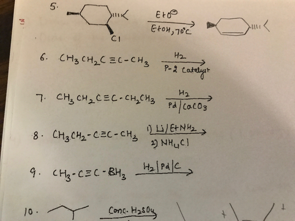 Solved questions 6-9 complete the reaction | Chegg.com