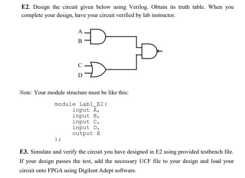 Solved E2. Design the circuit given below using Verilog. | Chegg.com