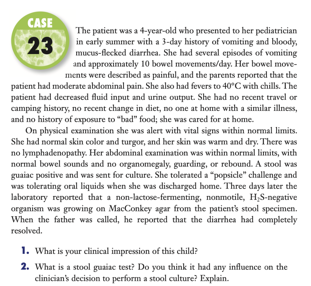 Solved 23 CASE The patient was a 4-year-old who presented to | Chegg.com