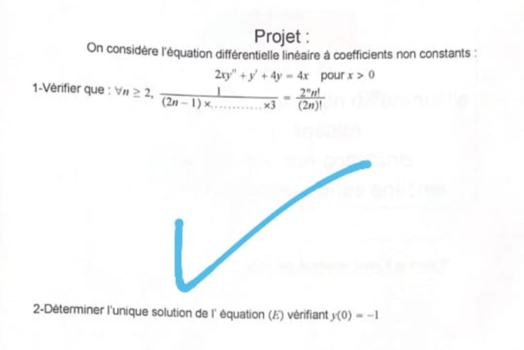 Projet : On Considère L'équation Différentielle | Chegg.com