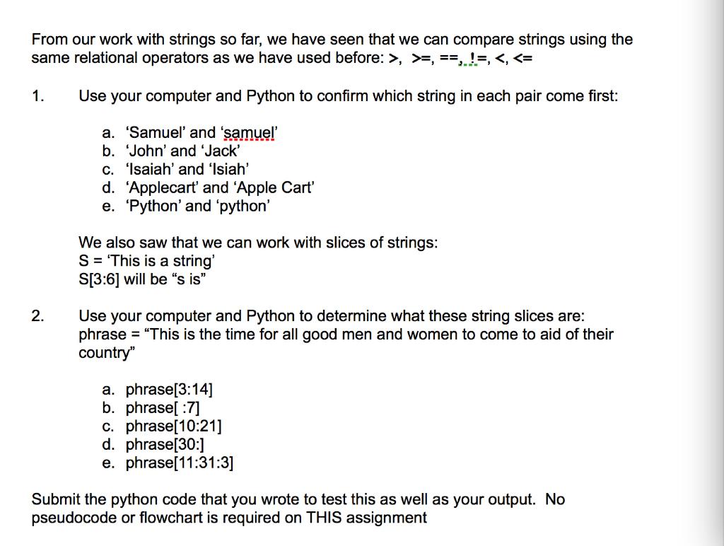 Solved From our work with strings so far, we have seen that | Chegg.com