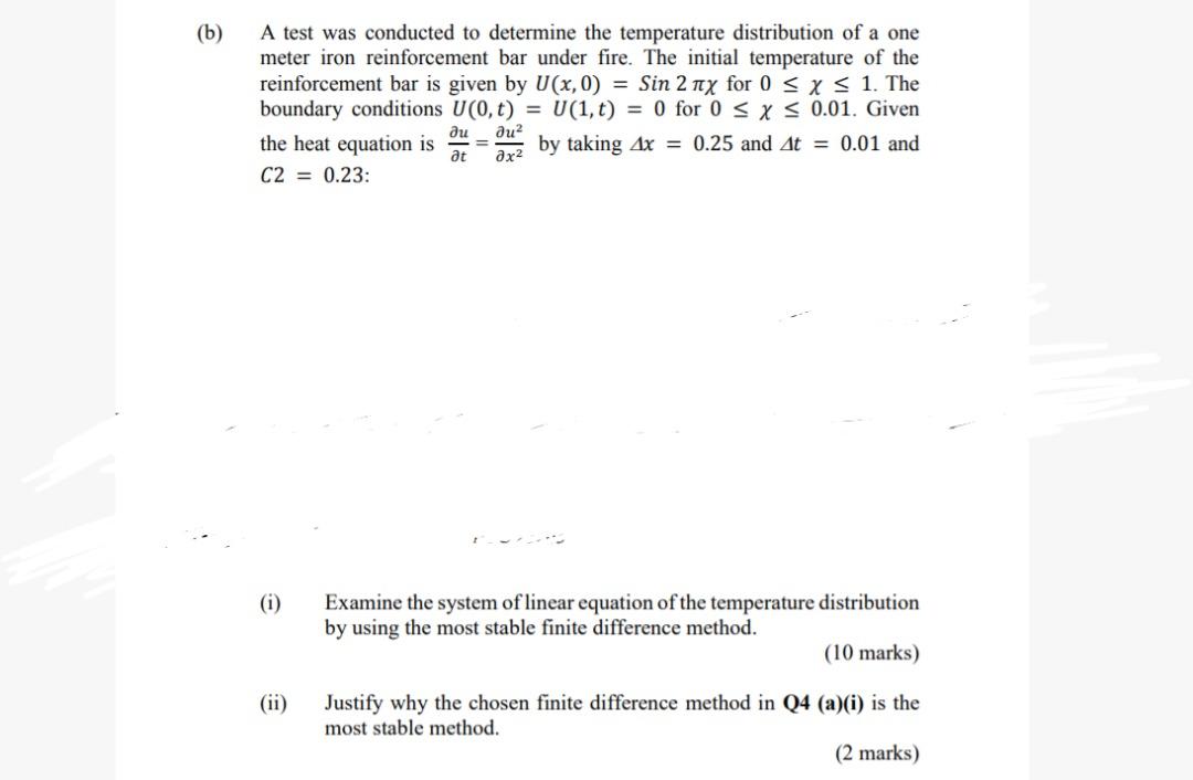 Solved (b) A Test Was Conducted To Determine The Temperature | Chegg.com