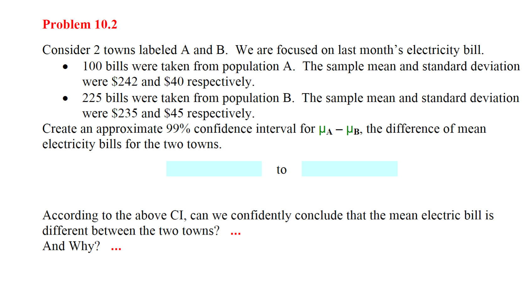 Solved Consider 2 Towns Labeled A And B. We Are Focused On | Chegg.com