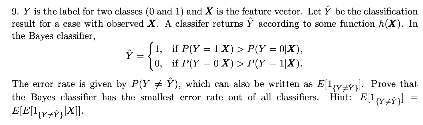 Y Is The Label For Two Classes 0 And 1 And X Is Chegg Com