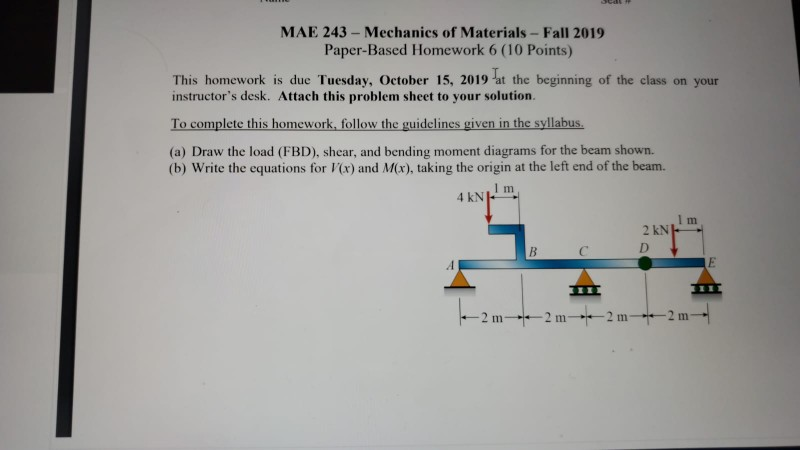 Solved MAE 243 - Mechanics Of Materials - Fall 2019 | Chegg.com