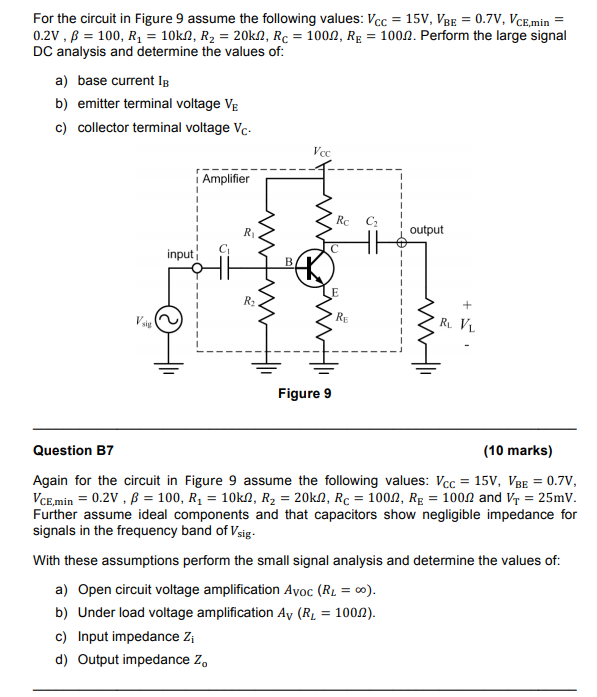 Solved For the circuit in Figure 9 assume the following | Chegg.com