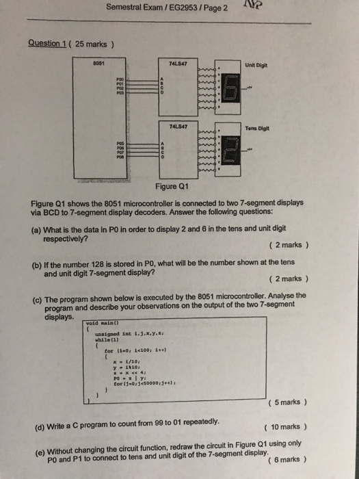 Solved Semestral Exam/EG2953/Page 2 Question 1( 25 marks ) | Chegg.com