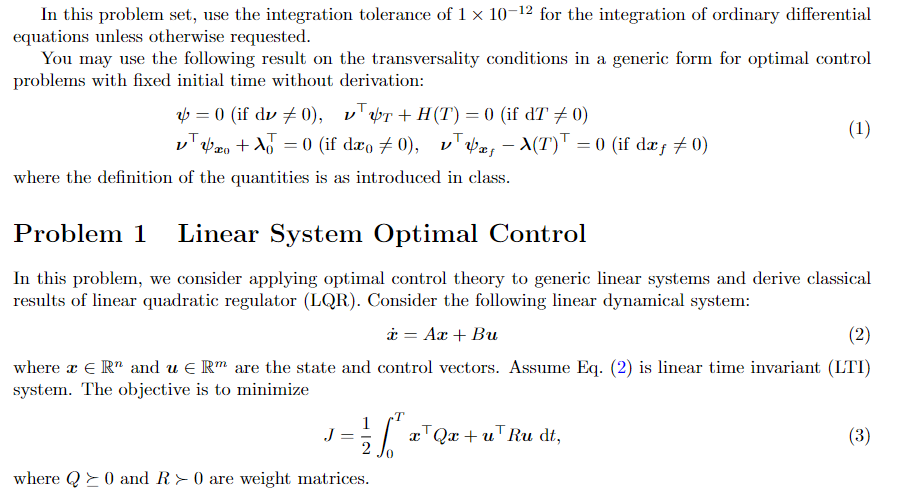 Solved In this problem set, use the integration tolerance of | Chegg.com