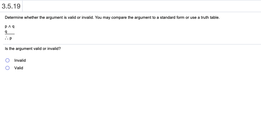 Solved 3.5.21 Determine whether the argument is valid or | Chegg.com