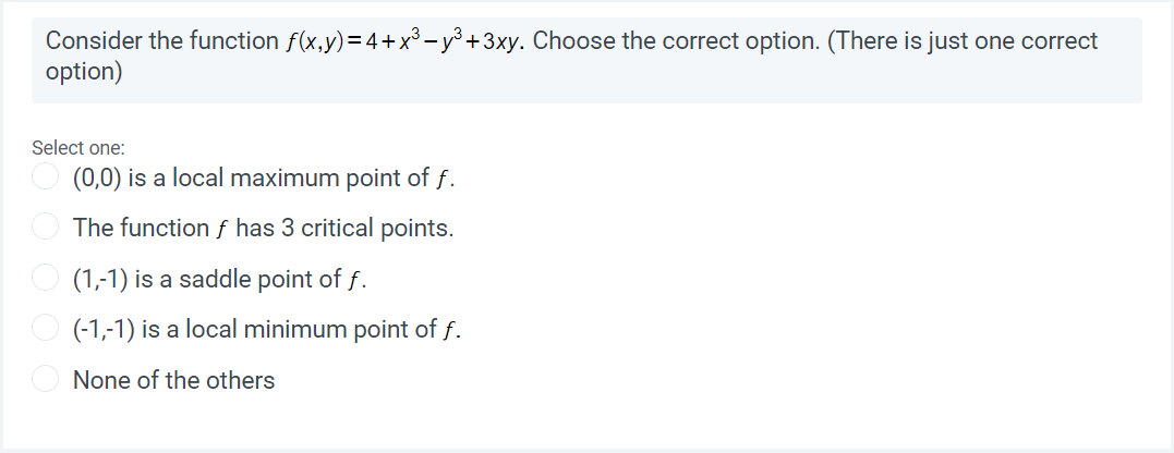 Solved Consider the function Choose the correct option. | Chegg.com