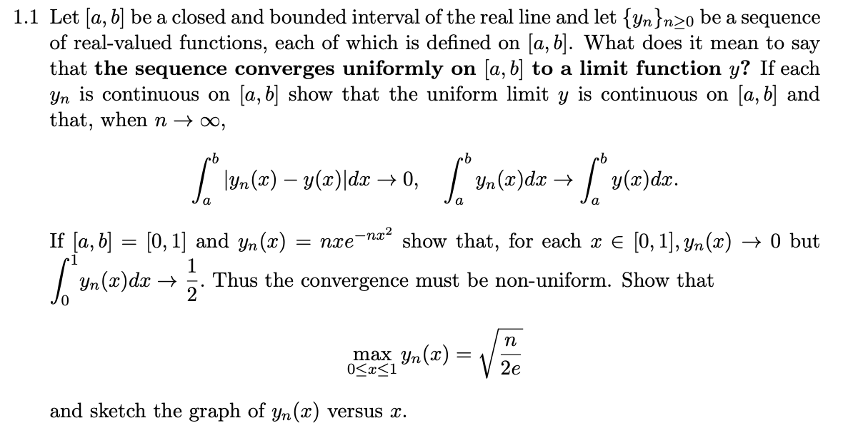 Solved 1.1 Let a b be a closed and bounded interval of Chegg