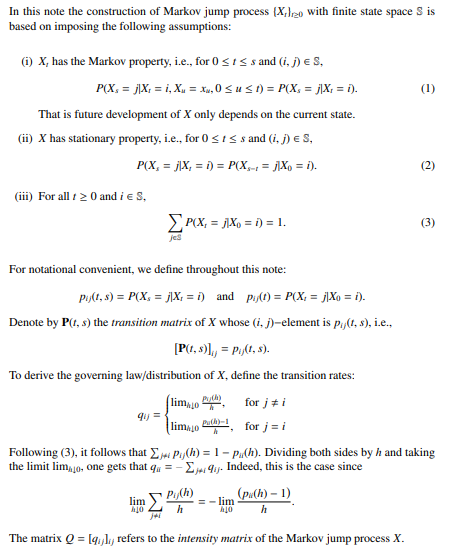 In this note the construction of Markov jump process | Chegg.com