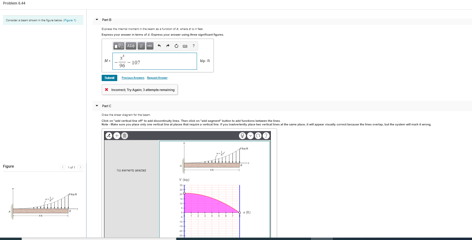 Solved Problem 6.44 Consider a beam shown in the figure | Chegg.com