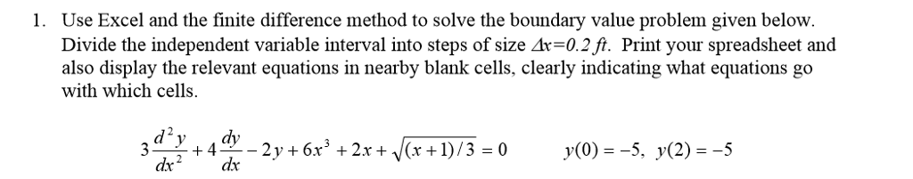 1. Use Excel and the finite difference method to | Chegg.com