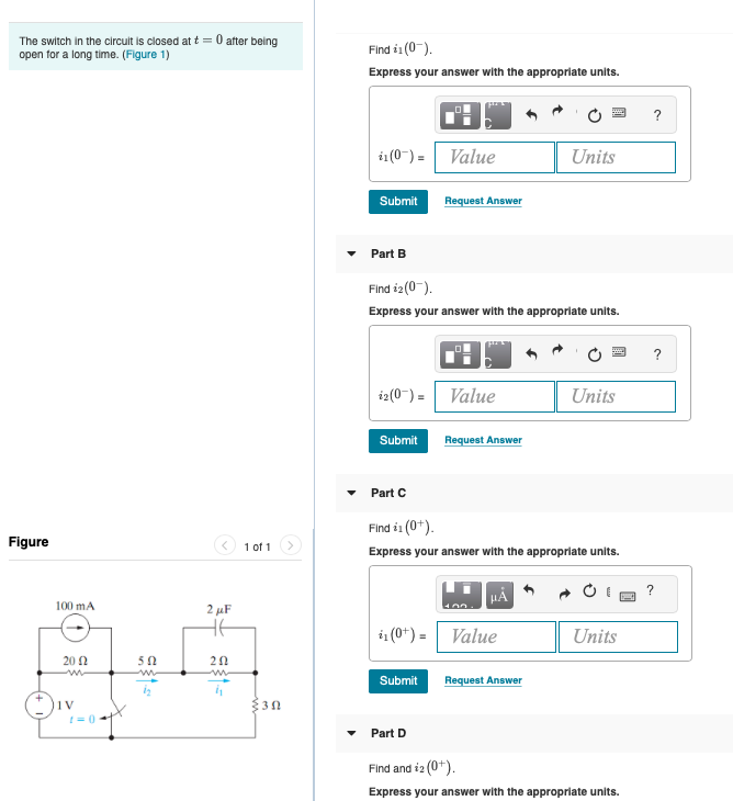 Solved The switch in the circuit is closed at t = 0 after | Chegg.com