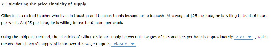 Solved 7 Calculating The Price Elasticity Of Supply Chegg