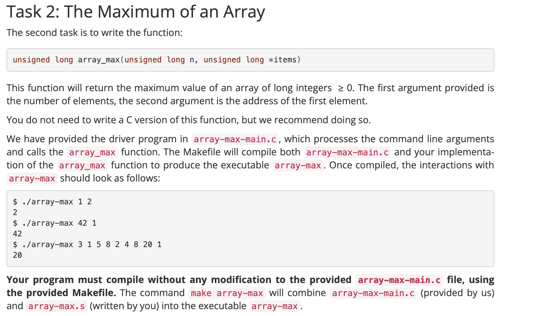 Solved Task 2: The Maximum of an ArrayThe second task is to | Chegg.com