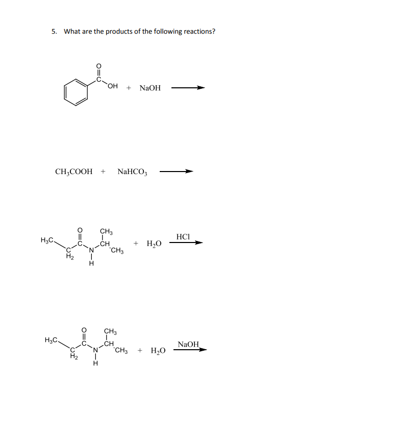 Solved 5. What are the products of the following reactions? | Chegg.com