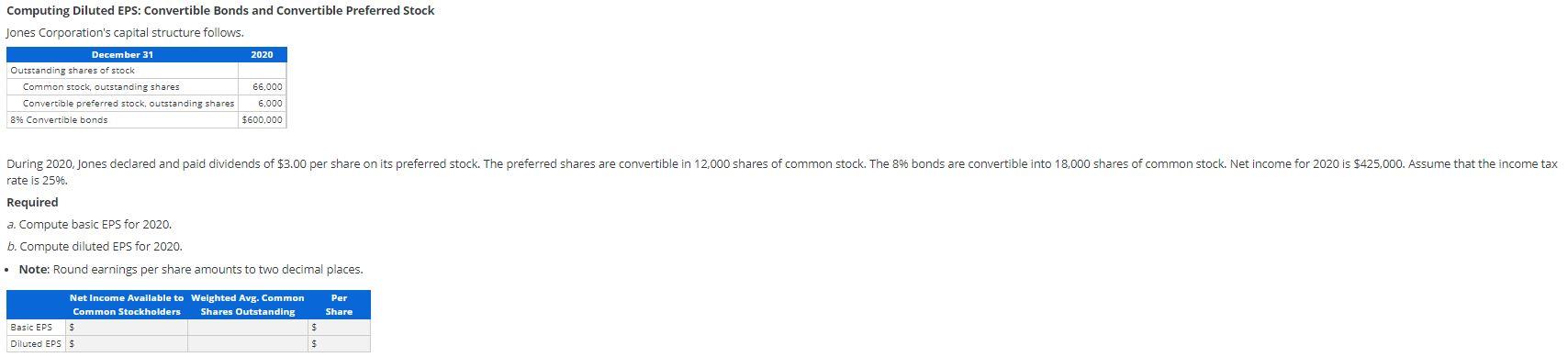 Solved Computing Diluted EPS: Convertible Bonds And | Chegg.com