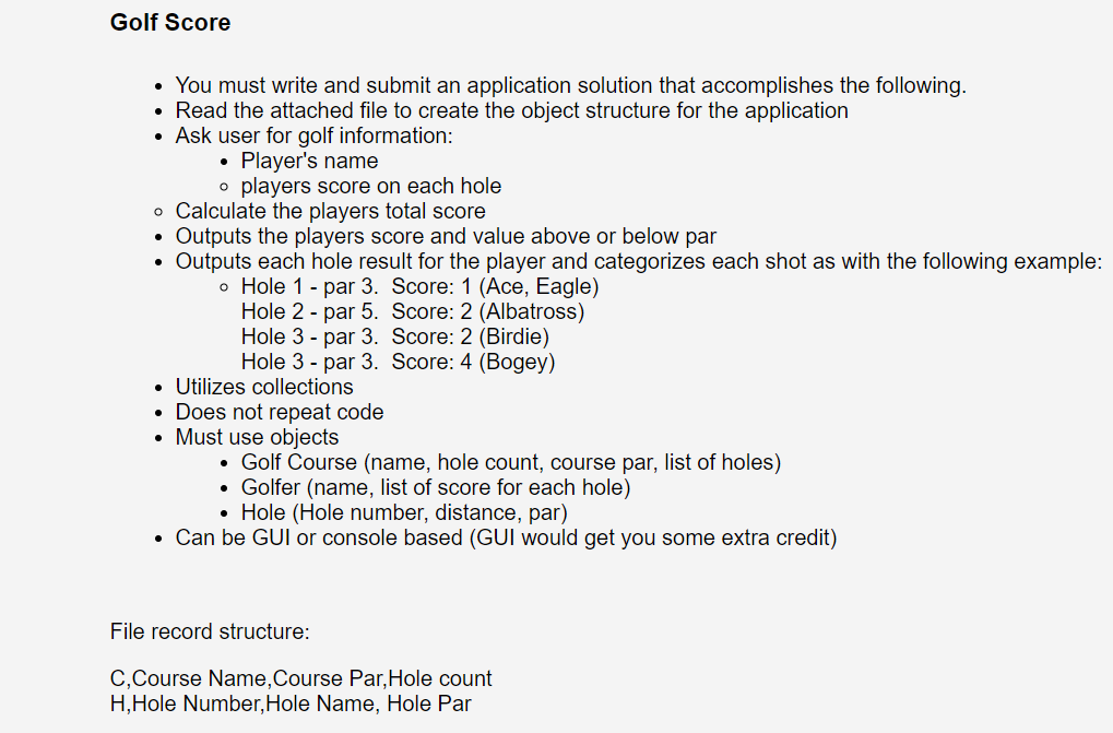 Holes · player info