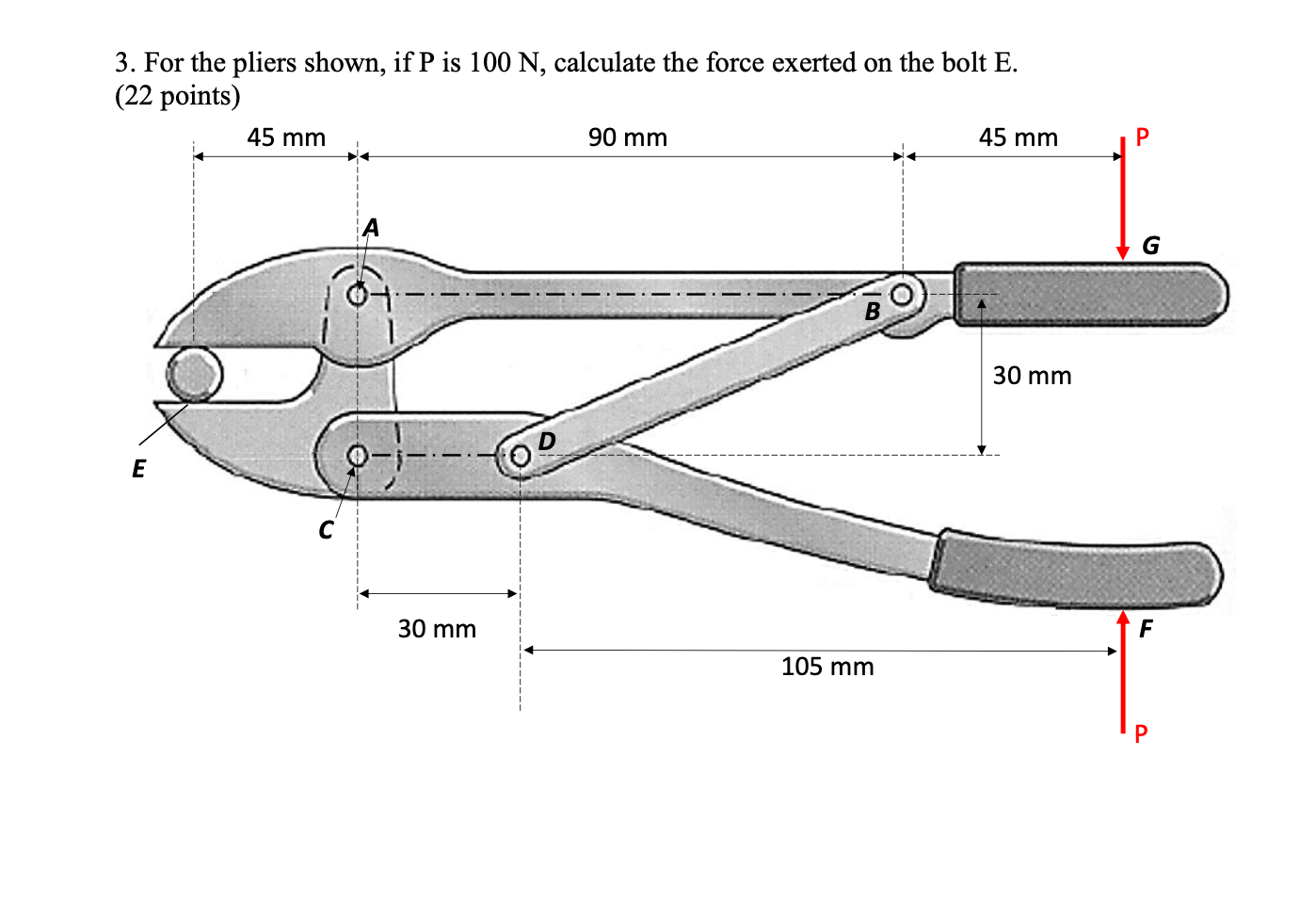 Solved 3. For the pliers shown, if P is 100 N, calculate the | Chegg.com