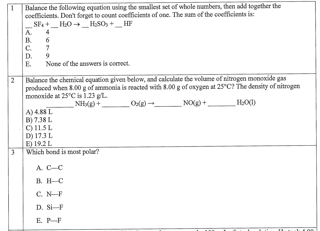 Solved 1 Balance the following equation using the smallest | Chegg.com