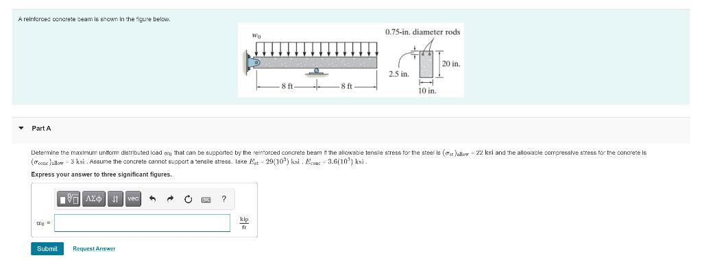 Solved A reinforced concrete beam is shown in the 