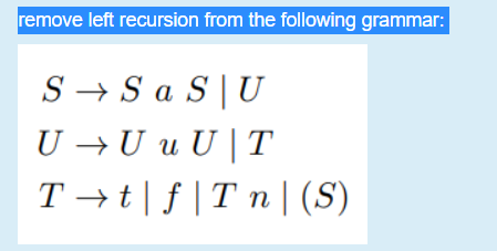 Solved Remove Left Recursion From The Following Grammar: S + | Chegg.com