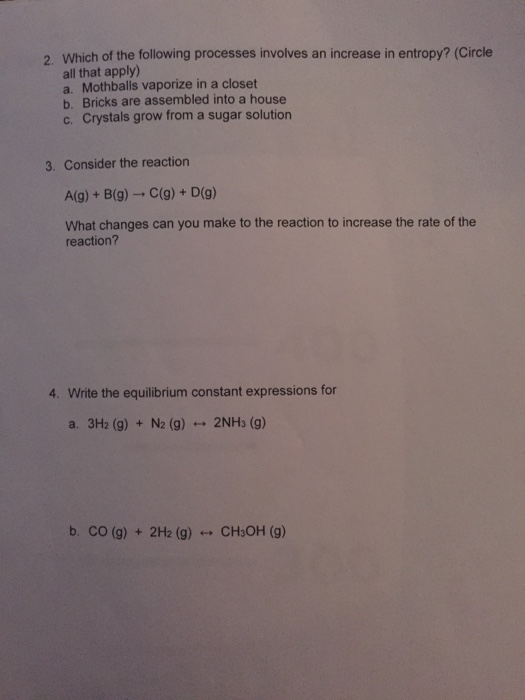 Solved 2. Which of the following processes involves an | Chegg.com