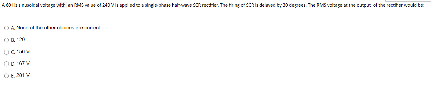 Solved A 60 Hz sinusoidal voltage with an RMS value of 240 V | Chegg.com