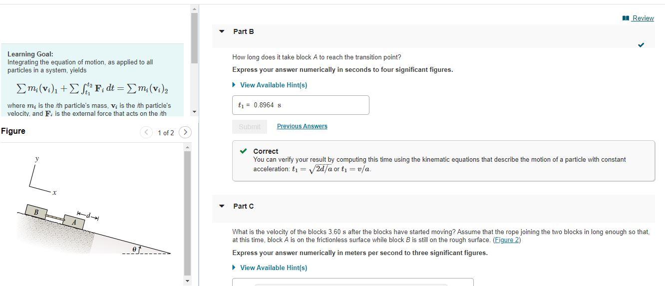 Solved What is the velocity of the blocks 3.60 s after the | Chegg.com