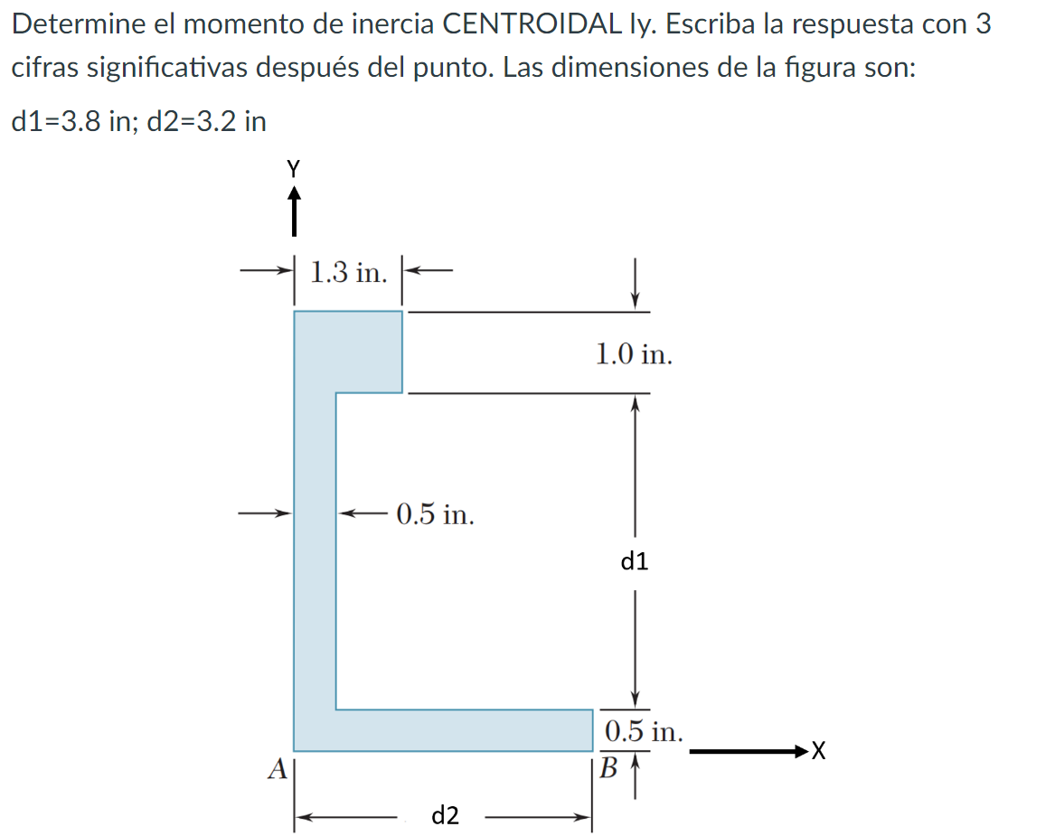 Determine el momento de inercia CENTROIDAL ly. Escriba la respuesta con 3 cifras significativas después del punto. Las dimens