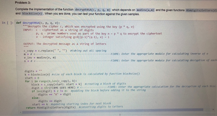 Solved Problem 3: Complete the implementation of the | Chegg.com