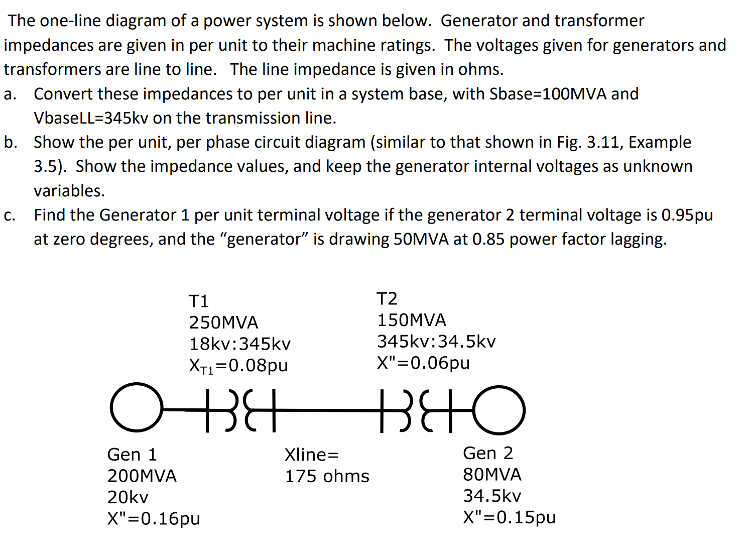 The one-line diagram of a power system is shown | Chegg.com